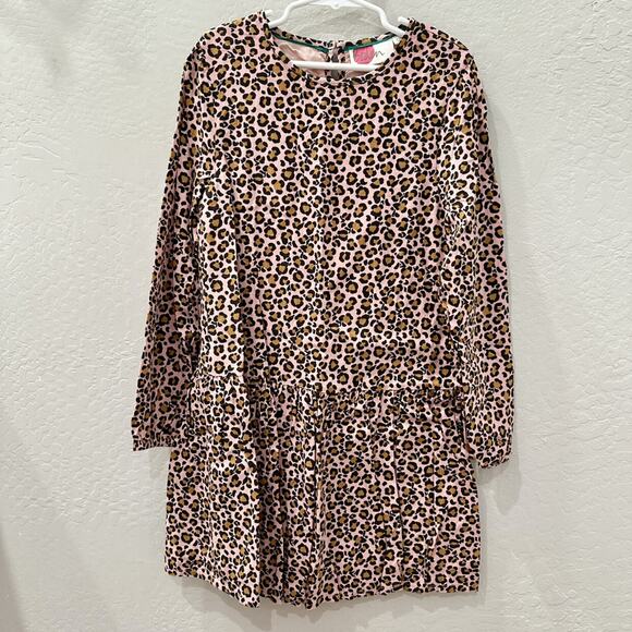 Mini Boden Pink Leopard Long Sleeve Dress - Picture 1 of 8